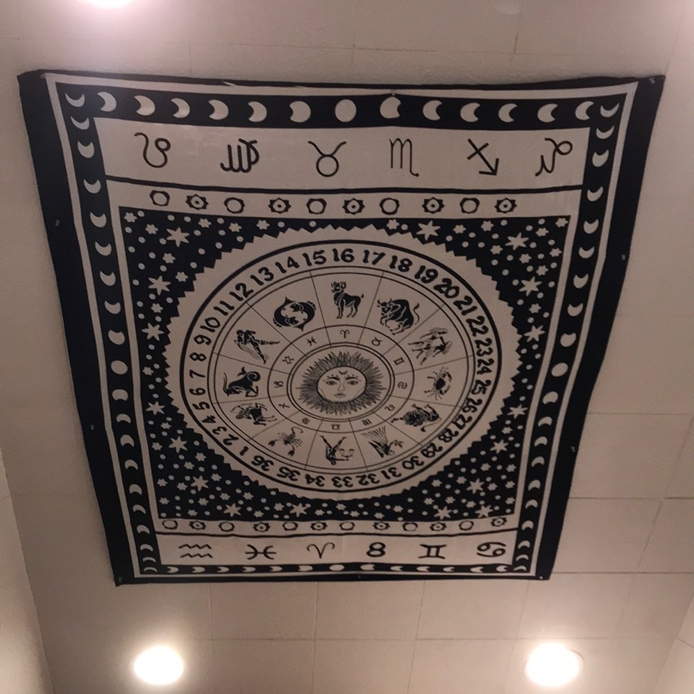 black and white tapestry